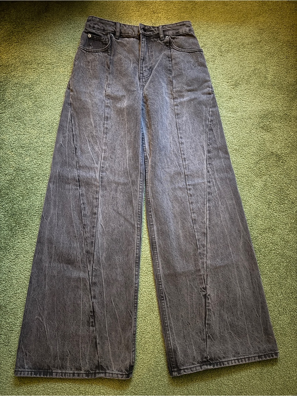 NWT H&M Edition 100% Cotton Dark Gray Black Wide Leg Jeans - Size 4